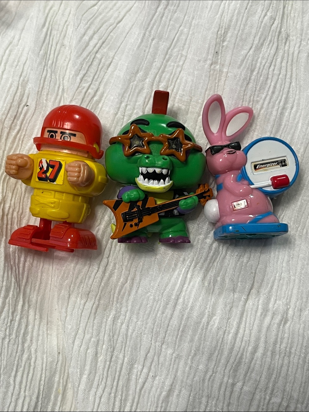 Set of 3 Kids Action Figures — Yellow Racer, Green Rockstar, Pink Bunny